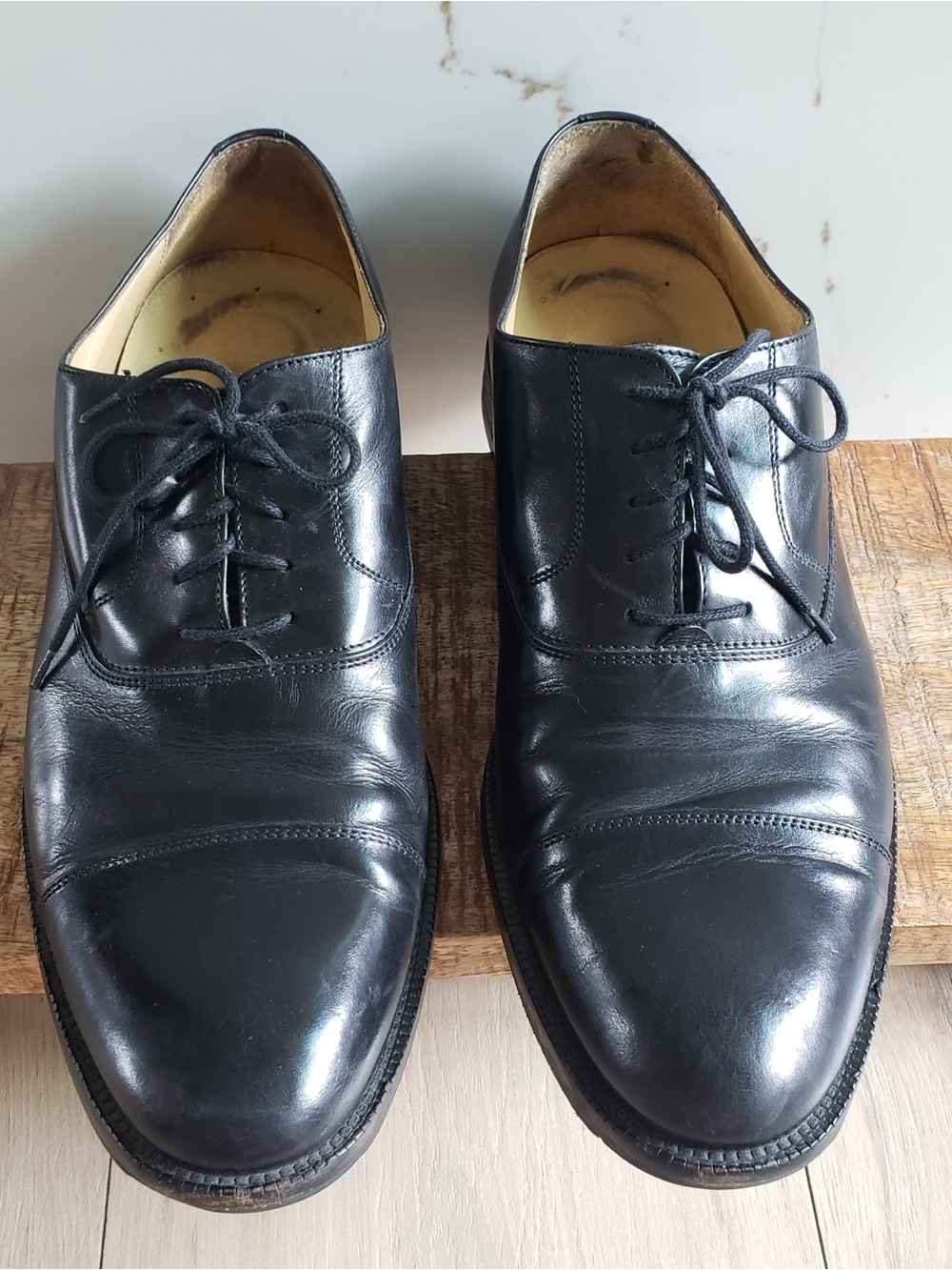 Men's Black Leather Lace-Up Dress Shoes Made in Italy Size 9.5